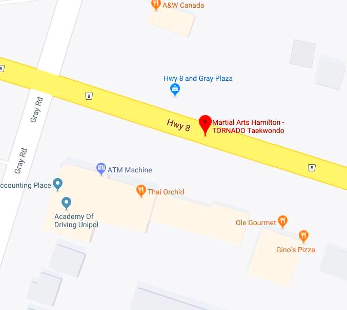 google map with Tornado Taekwondo school location